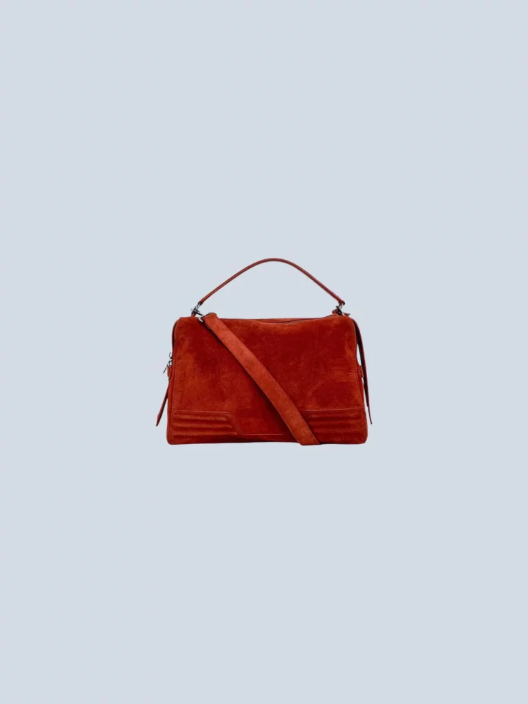 Borsa a tracolla in pelle scamosciata.