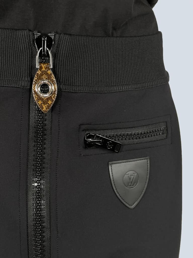 Jersey mini skirt with front zip and yellow stripe, L., photo 4 of 5
