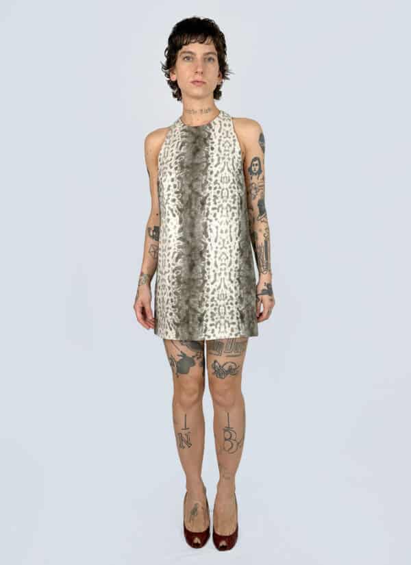 <b>Gucci</b> <br> abito senza maniche in carta tessile stampa snake, 38.