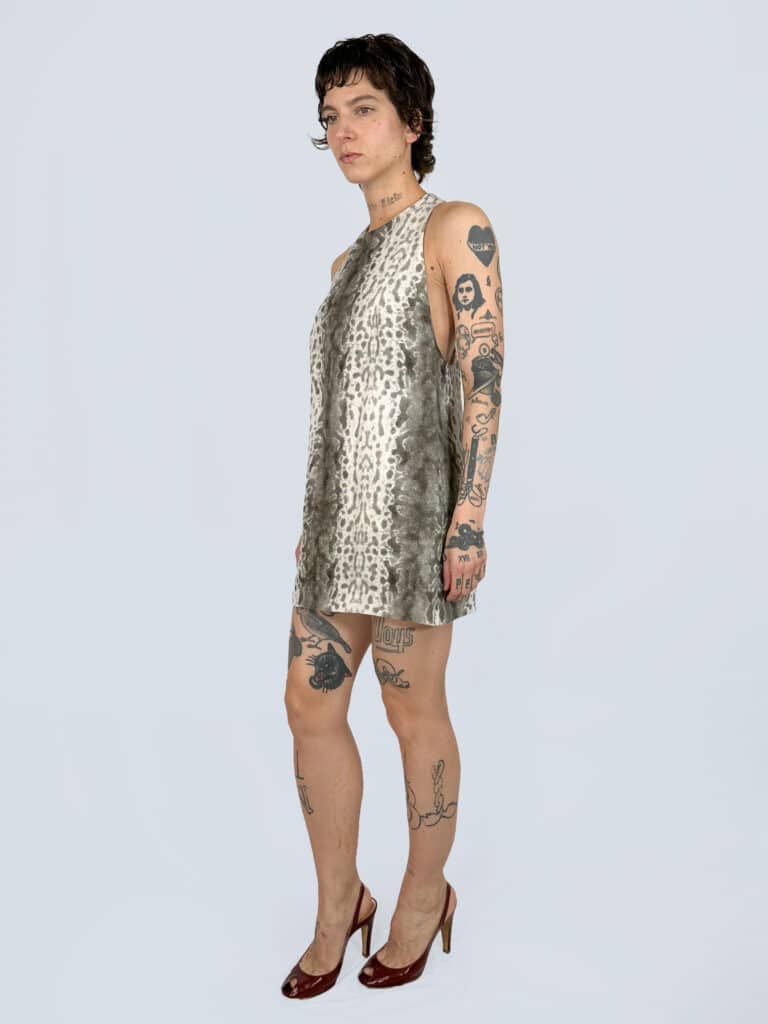 Snake print textile paper sleeveless dress, 38., photo 2 of 5