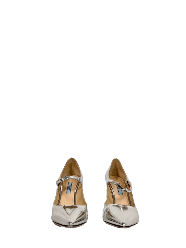 Chrome leather strap pumps, photo 3 of 6
