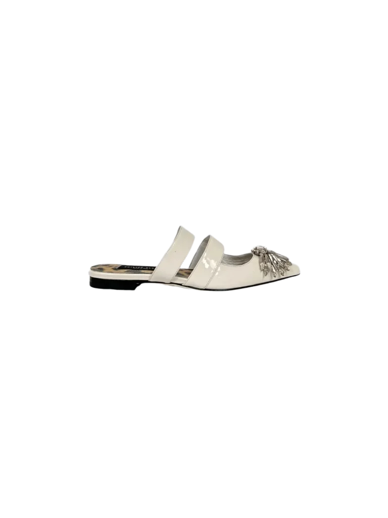 Patent leather studded ballet flats.