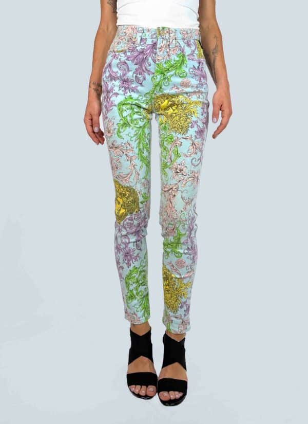 <b>Versace jeans</b><br> pantaloni skinny stampati, 28.