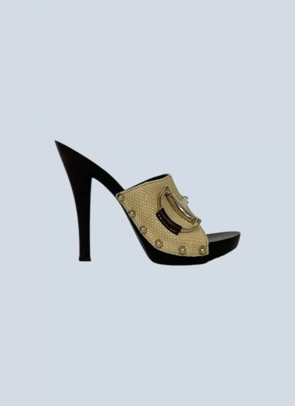 <b>Gucci</b> <br> mules Horsebit in legno, 35.
