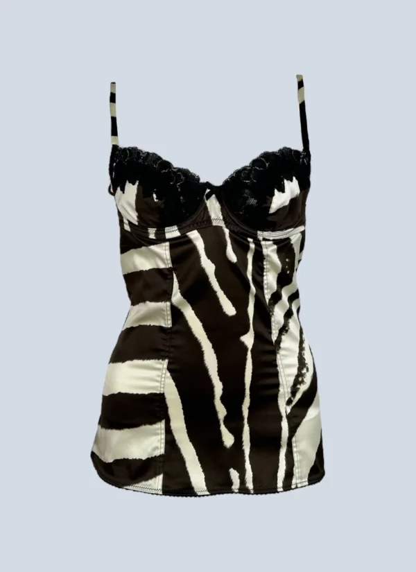 <b>Dolce&Gabbana</b> <br> top zebrato in seta, M.