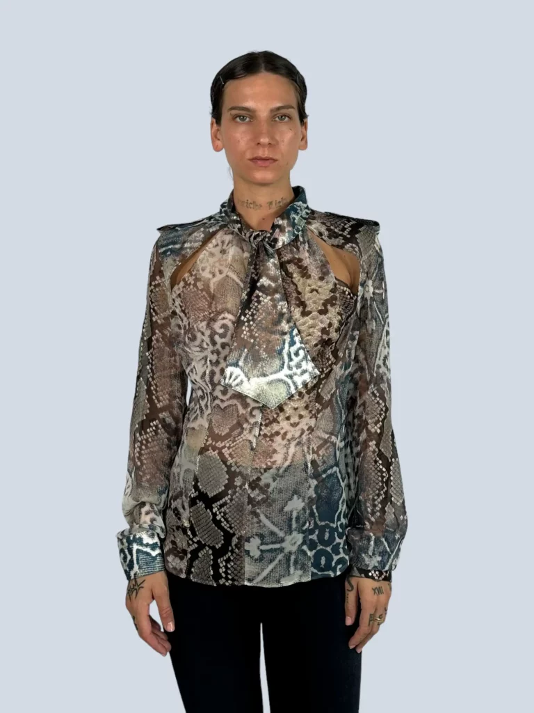 Blusa in seta con cut-out, 44.