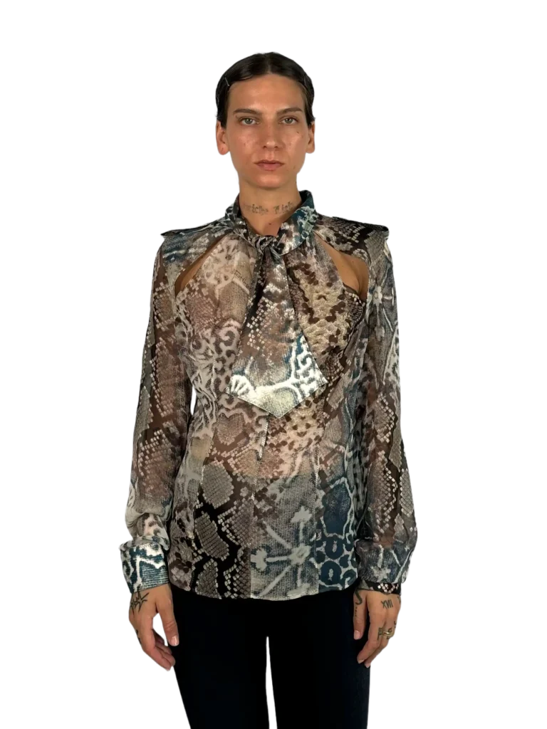 Silk blouse with cut-out.