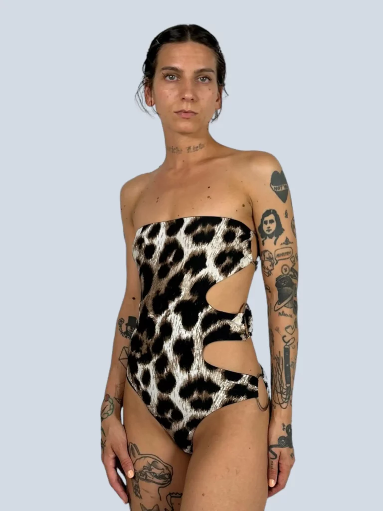 One-piece swimsuit with rings, XS.