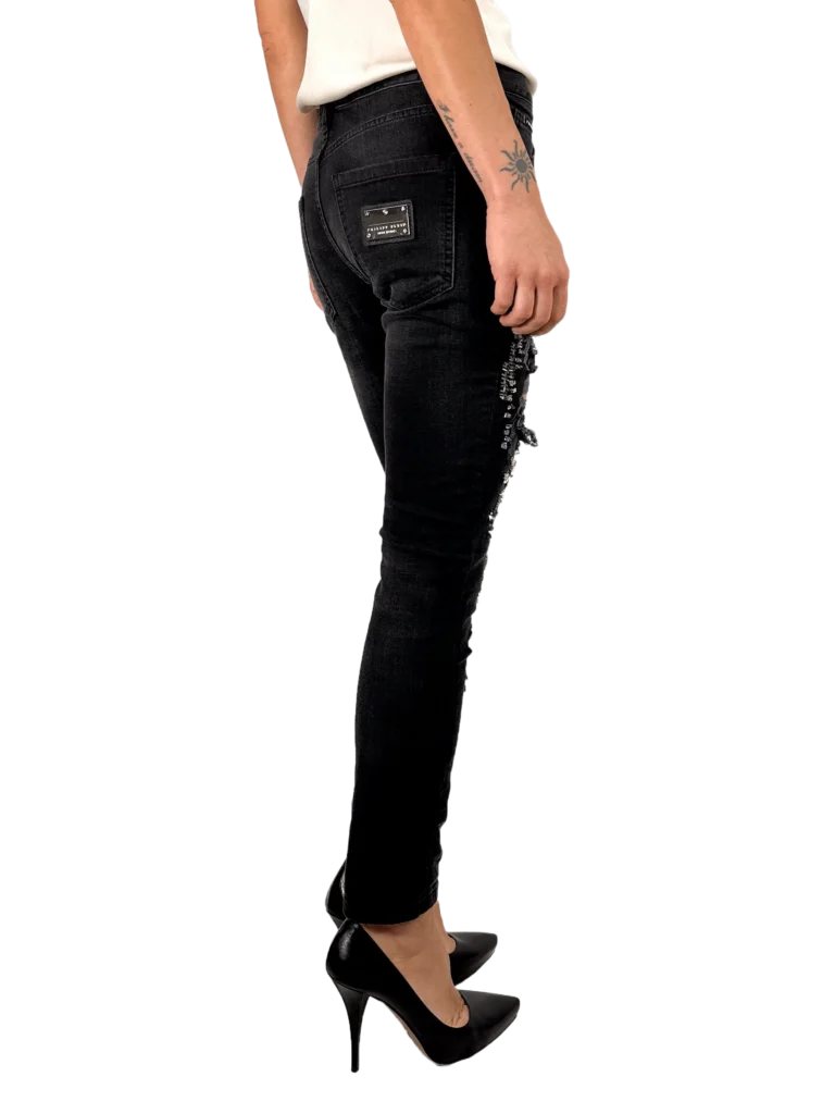 Studded disrupted denim trousers, photo 3 of 5