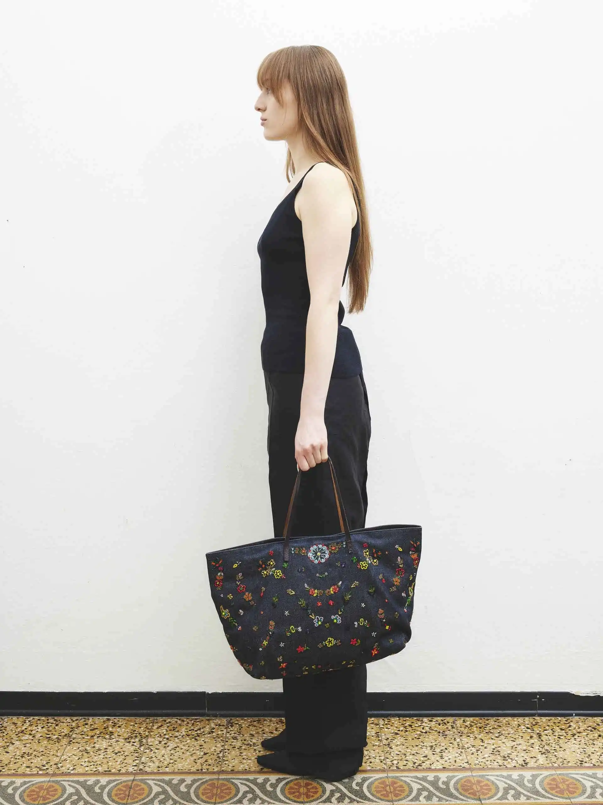 Fendi borsa in denim con perline