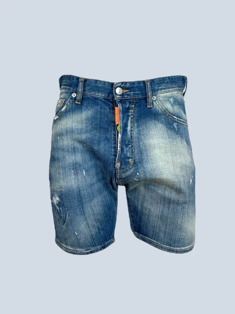 Bermuda in denim delavè con logo, 44.