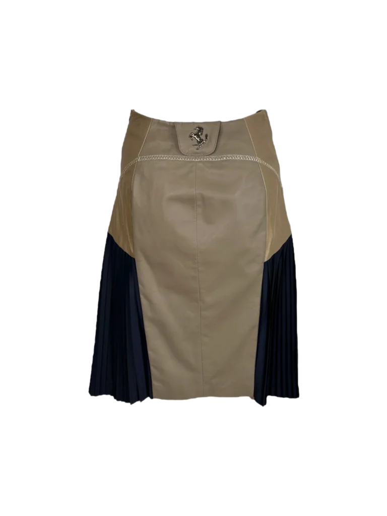 Leather and pleated silk skirt, photo 3 of 4