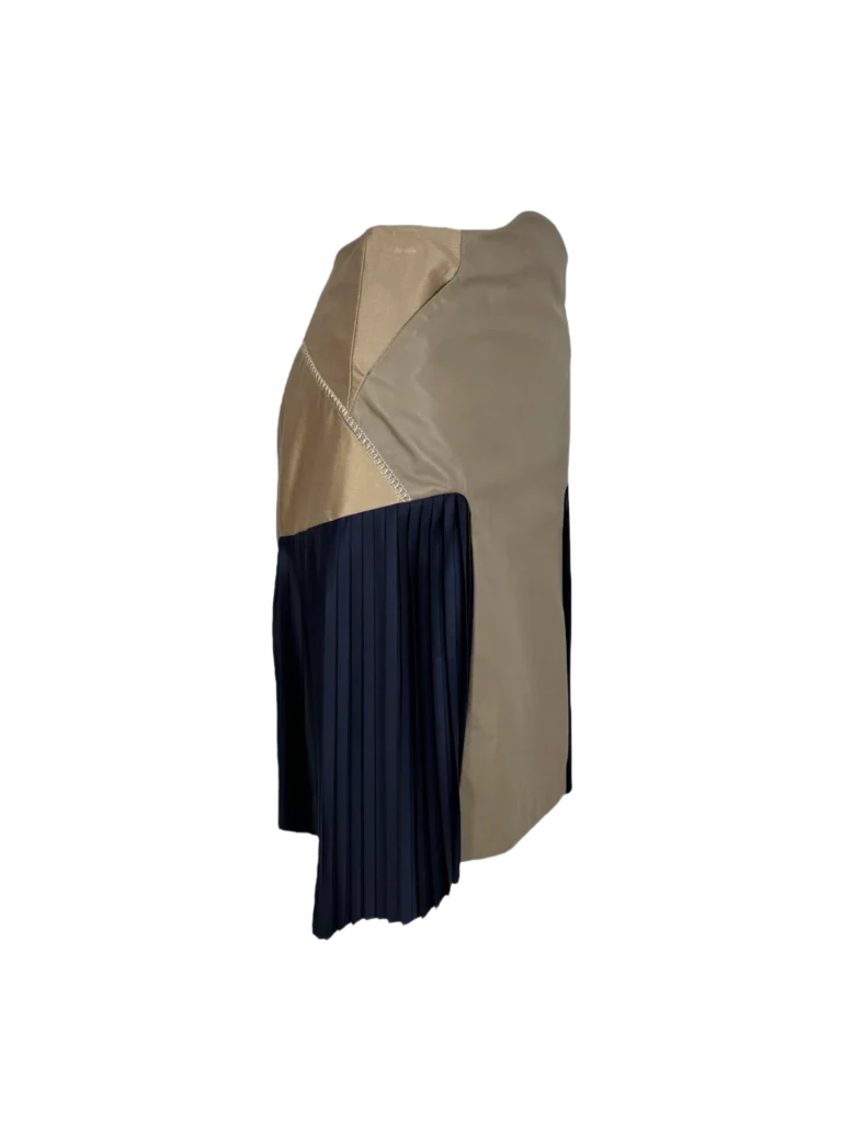Leather and pleated silk skirt, photo 2 of 4