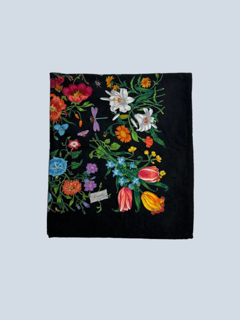 Flora print cotton beach towel.
