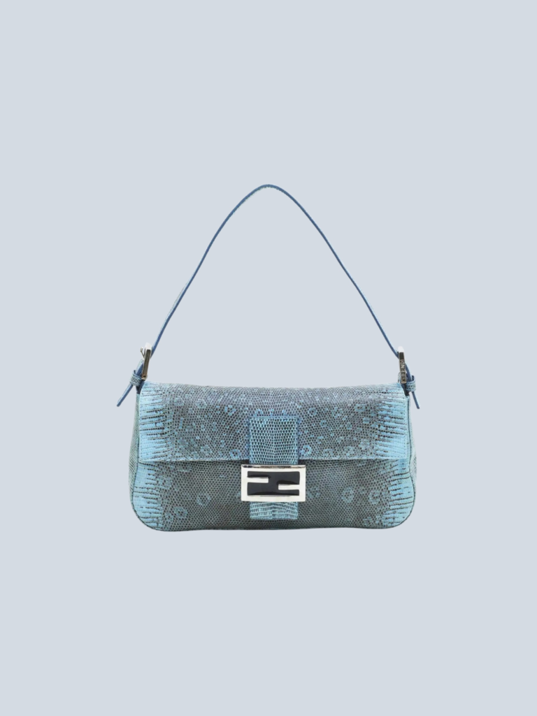 Baguette lizard skin shoulder bag.