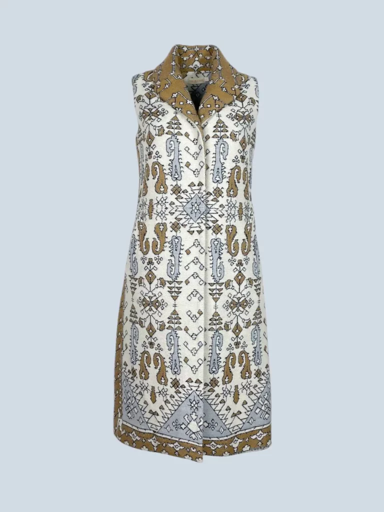 Cappotto smanicato jacquard motivo azteco, 4.