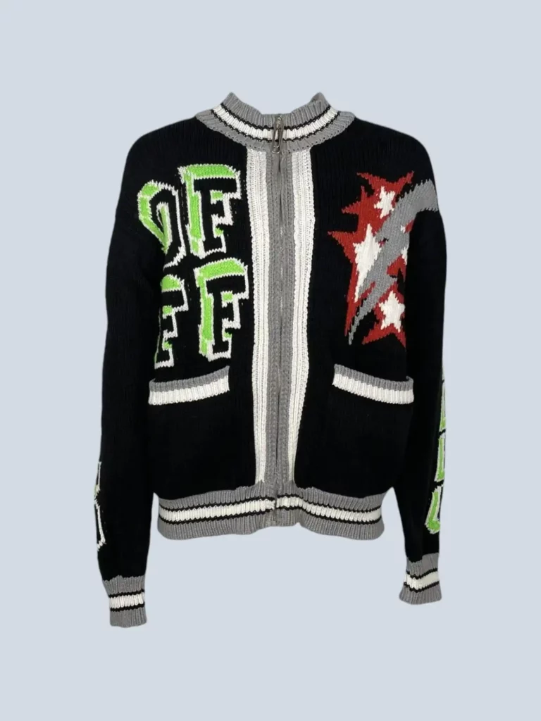 Cardigan in lana lavorata logo, M.