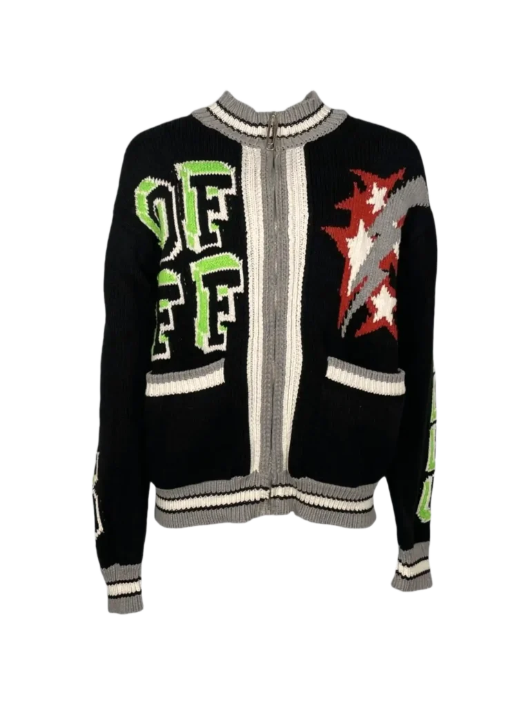 Cardigan in lana lavorata logo.