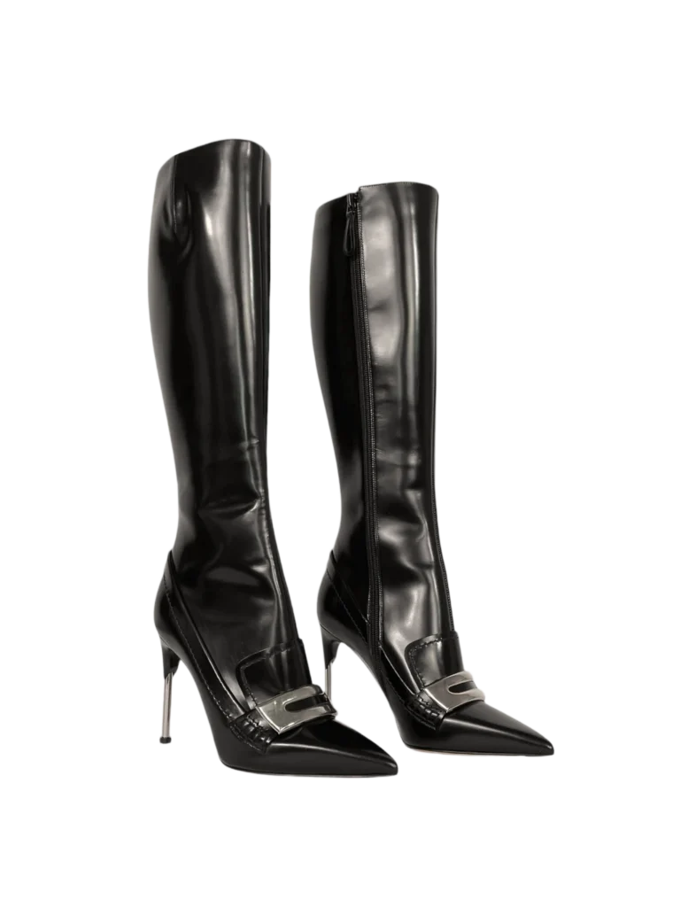 Brushed leather buckle boots., photo 2 of 5