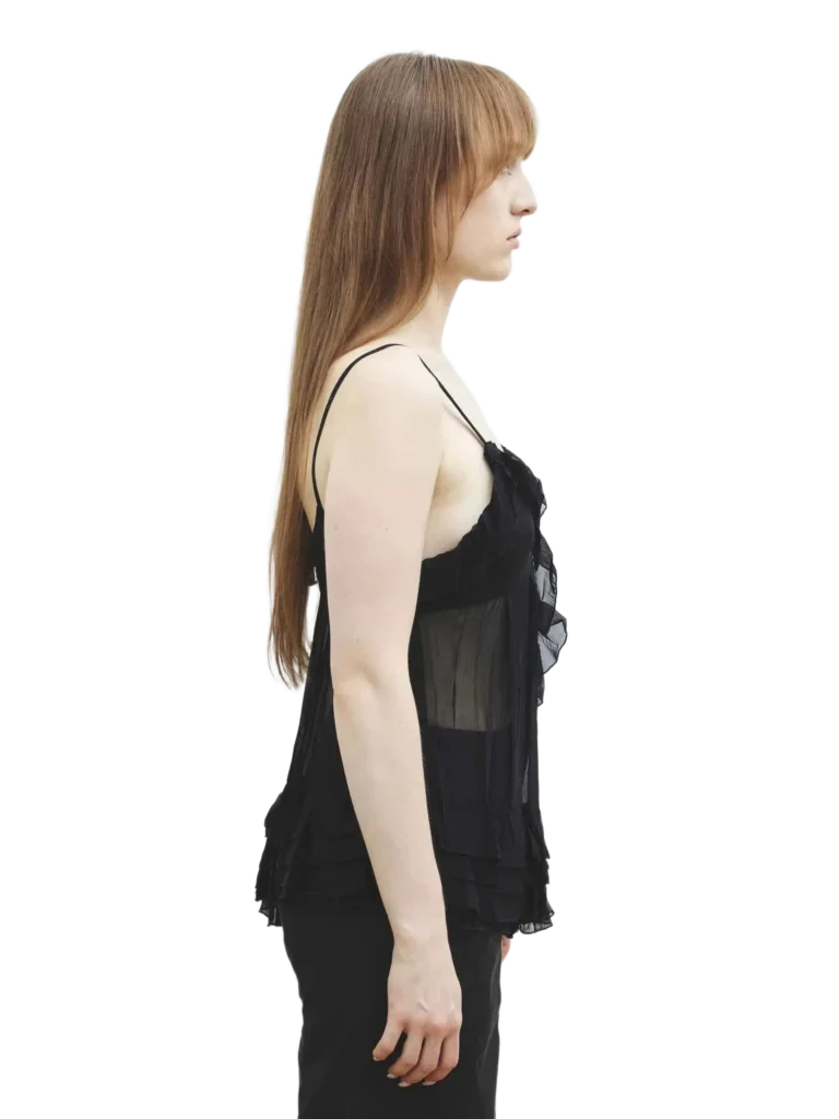 Babydoll in seta con rouches., foto 2 di 3