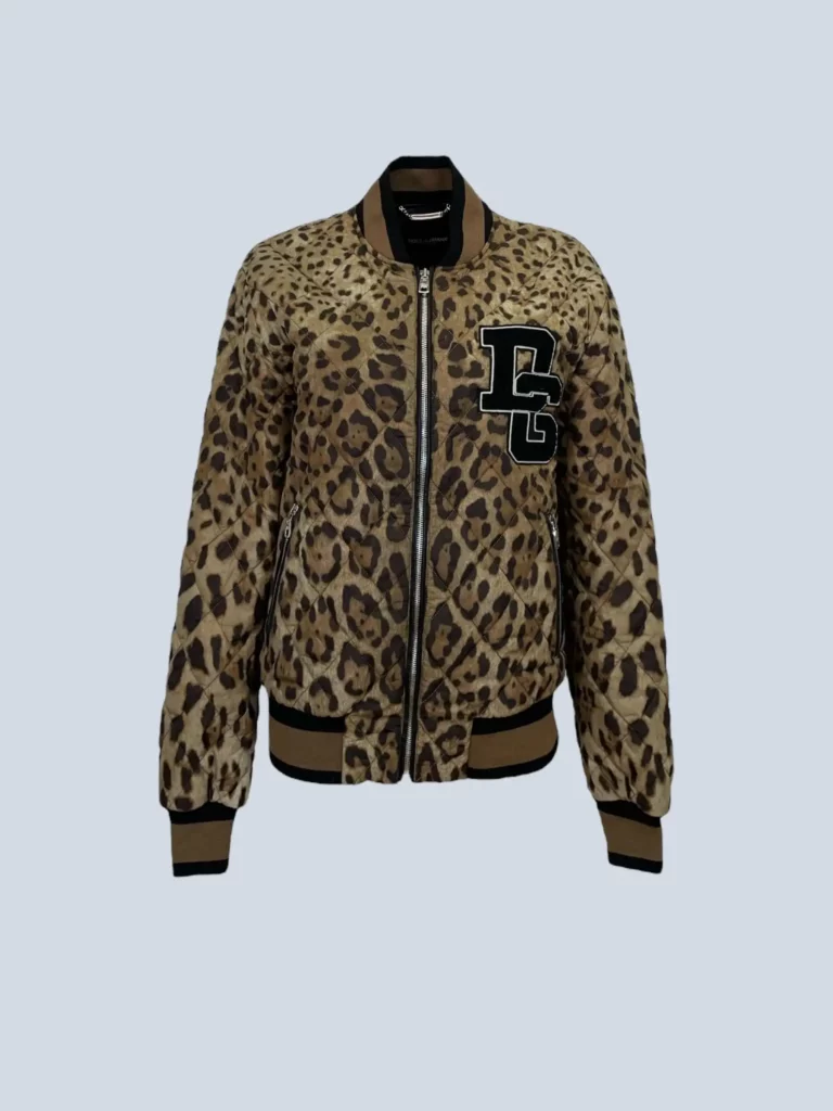 Giubbotto bomber in cotone matelassé con stampa animalier, 48.