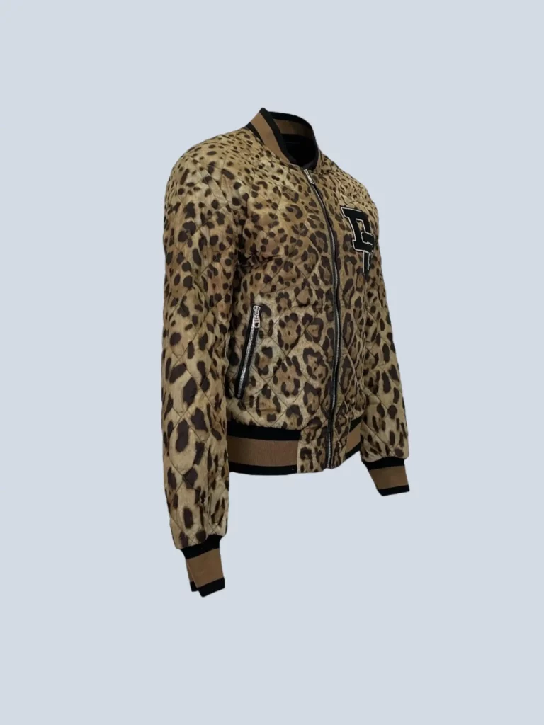 Animal print matelassé cotton bomber jacket, 48., photo 2 of 6