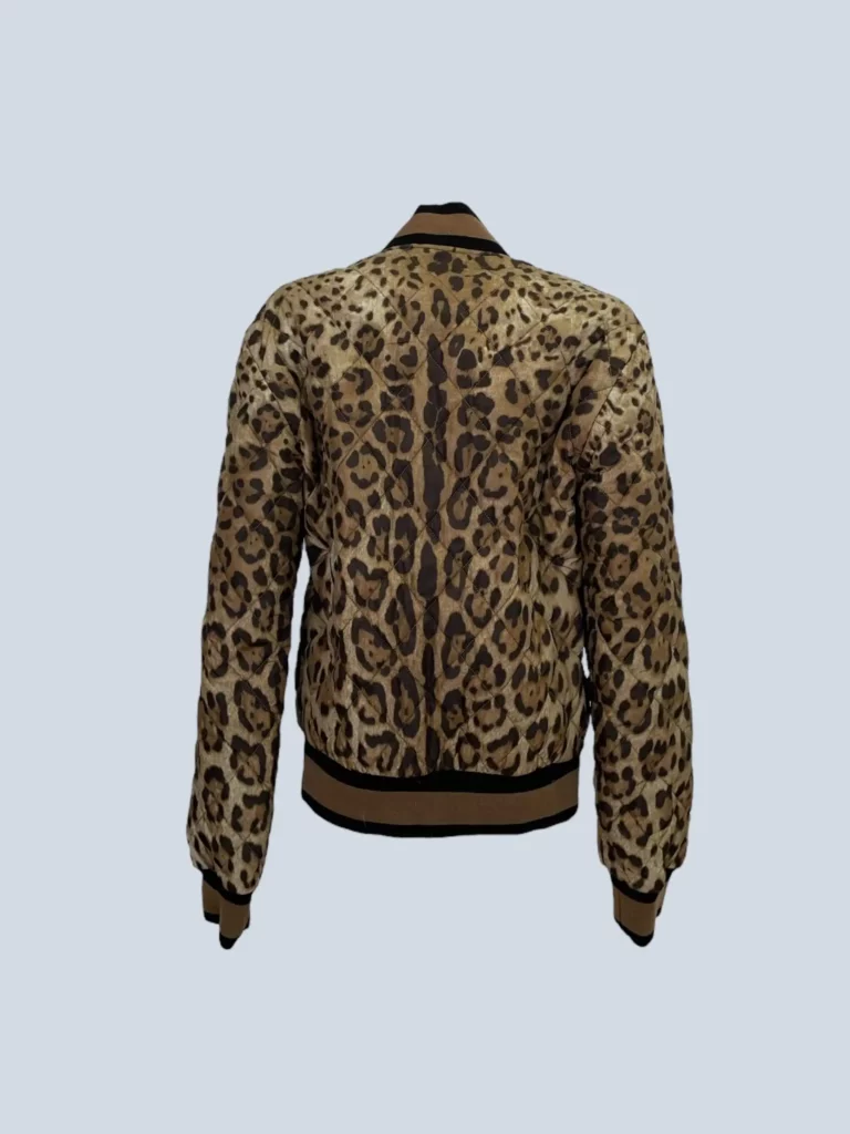 Animal print matelassé cotton bomber jacket, 48., photo 3 of 6