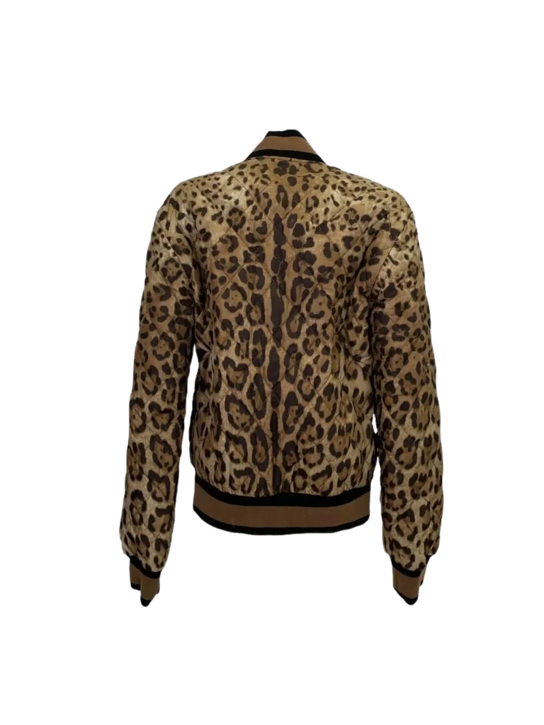 Matelassé cotton bomber jacket with animal print, photo 3 of 6