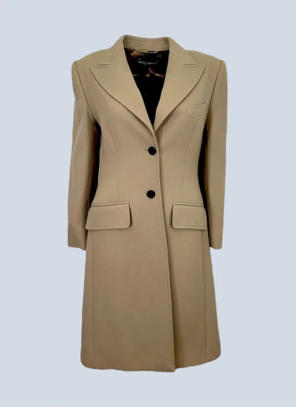 <b>Dolce&Gabbana</b><br> cappotto in lana con fodera stampa animalier, 44.