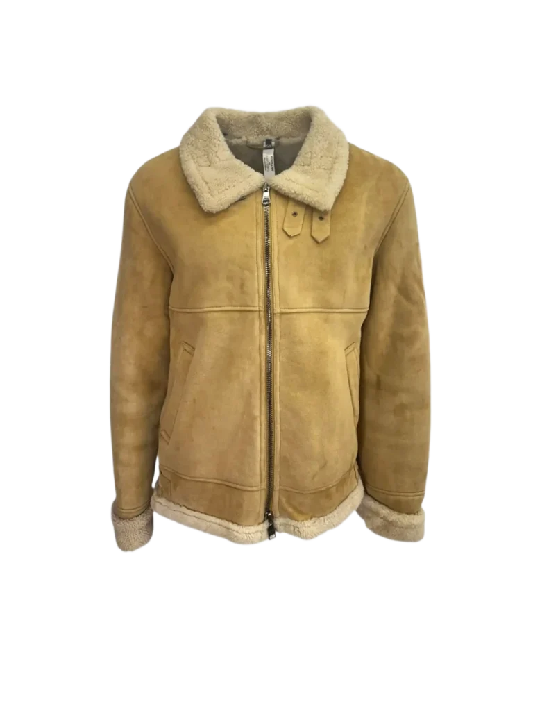 x Antonia, suede shearling jacket.