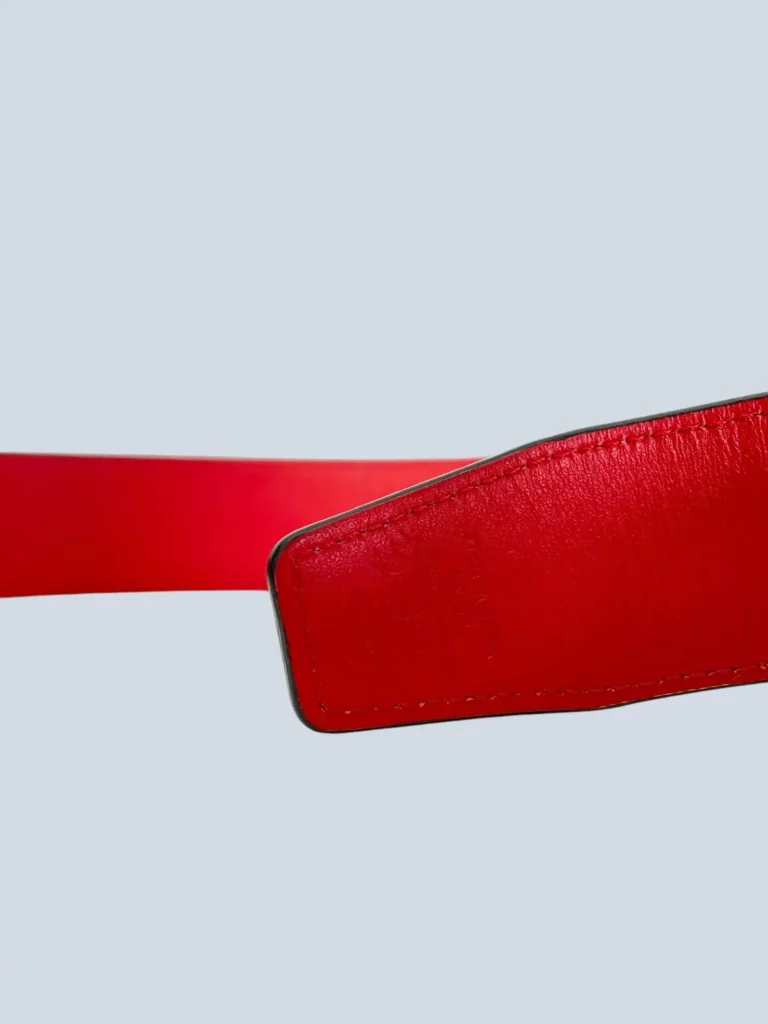 Cintura in pelle spazzolata con fibbia logo, 85., foto 4 di 4