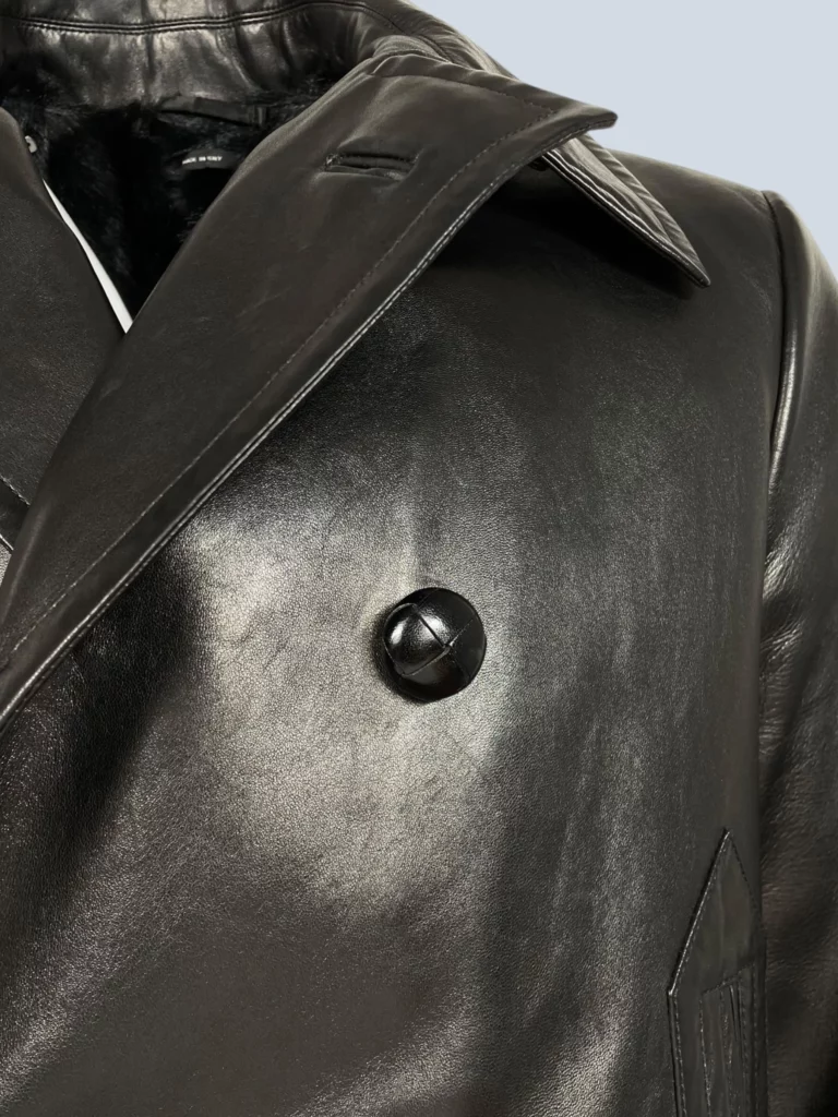 Cappotto doppiopetto in pelle con interno in pelliccia, 52., foto 5 di 10