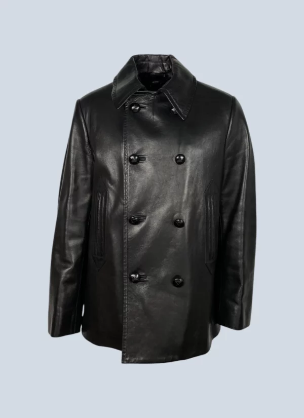 <b>Tom Ford</b> <br> cappotto doppiopetto in pelle con interno in pelliccia, 52.