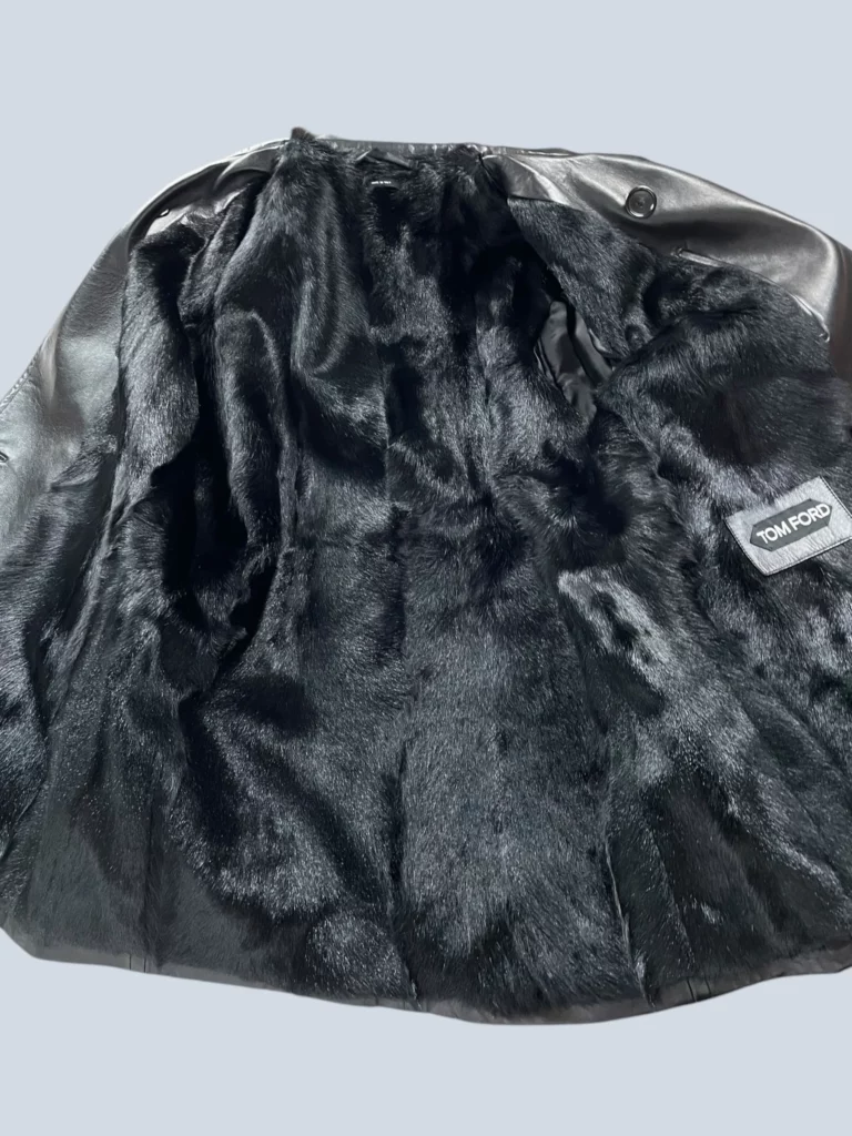 Cappotto doppiopetto in pelle con interno in pelliccia, 52., foto 6 di 10