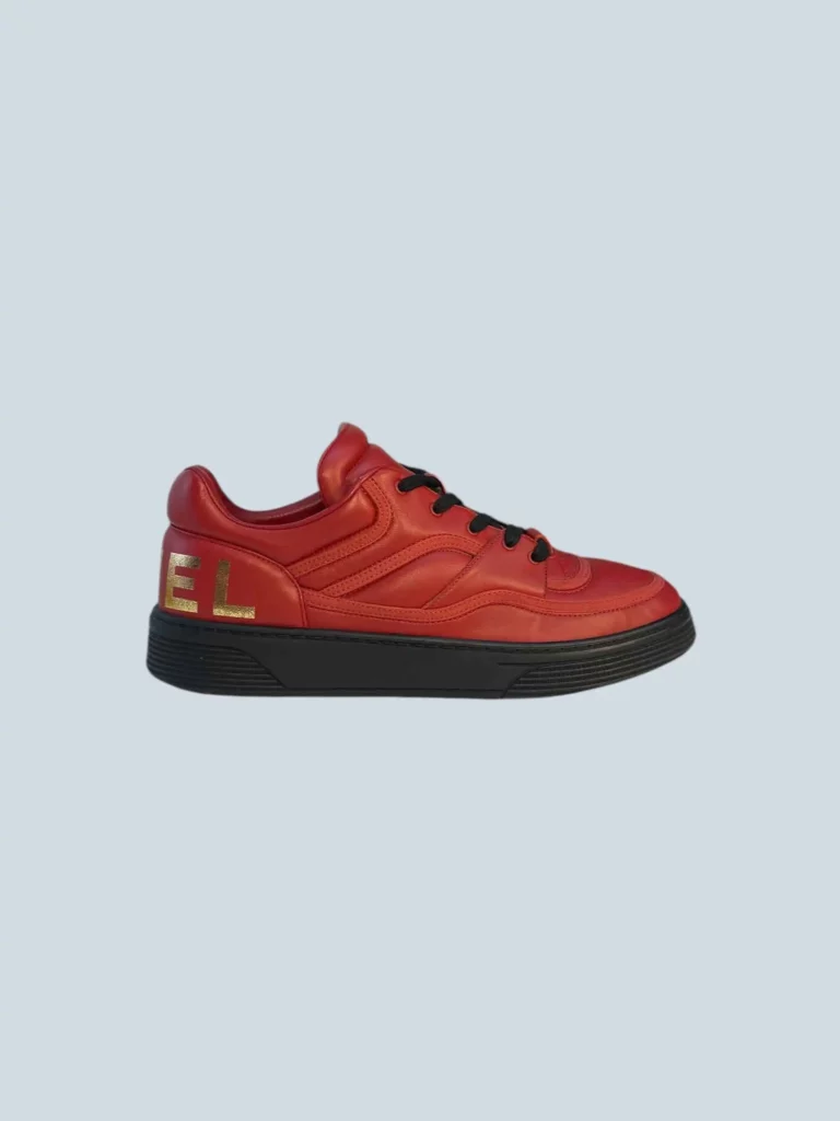 Leather logo print sneakers, 41.