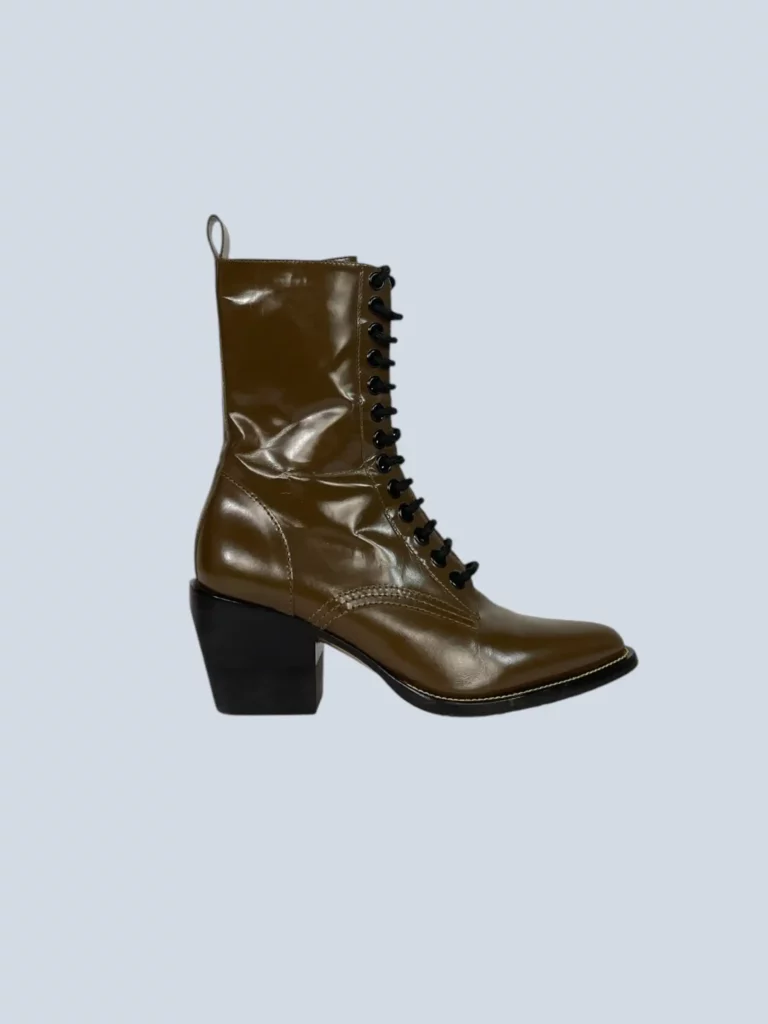Stivaletti Rylee stringati in pelle lucida, 39.
