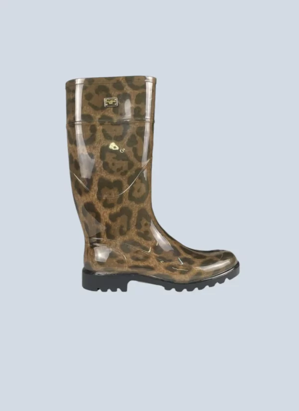 <b>Dolce&Gabbana</b><br> stivali da pioggia in gomma animalier, 38.