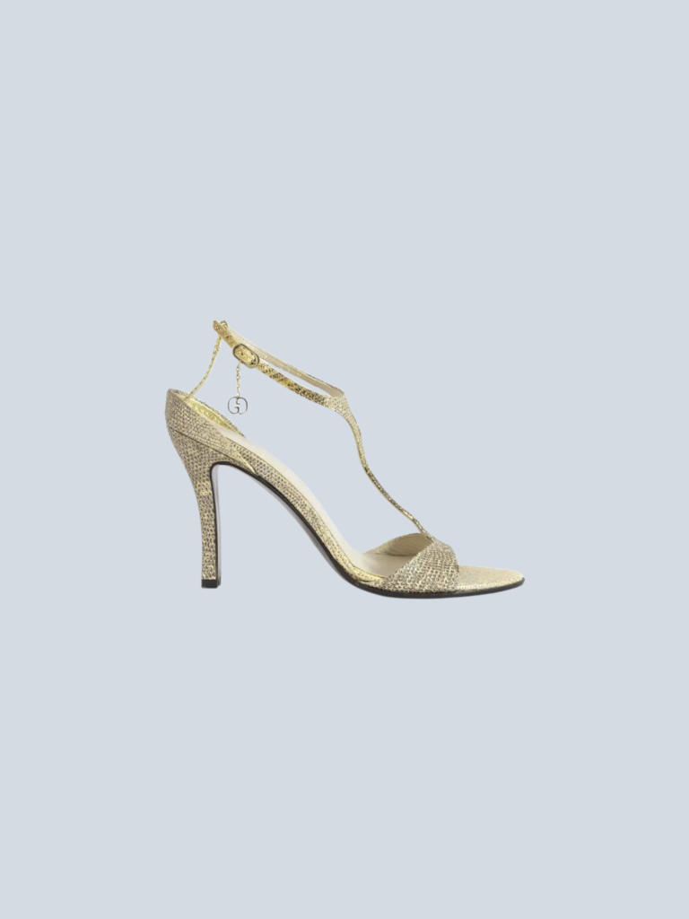 By Tom Ford, sandali in pelle lizard con charmes logo, 38,5.