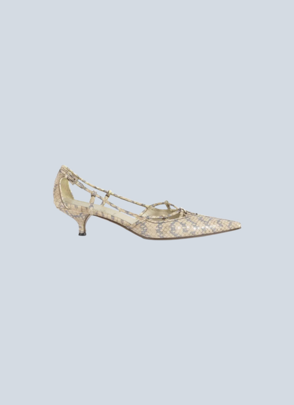 <b>Prada</b> <br> ballerine kitten heels in pitone, 38.