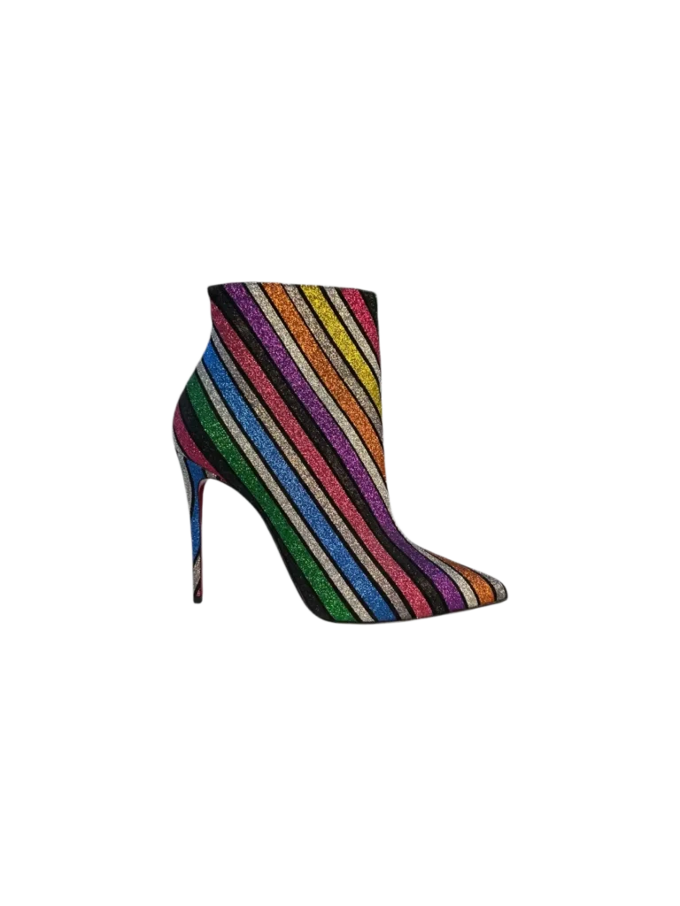 Striped glitter ankle boots.