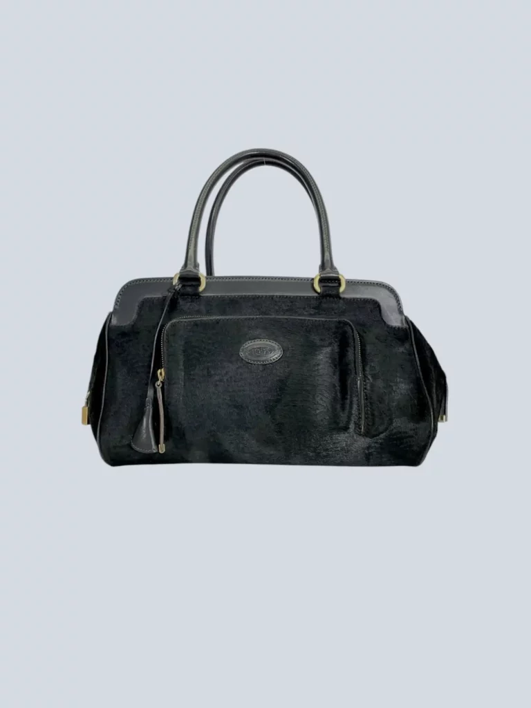 Borsa a spalla in pelle e cavallino.