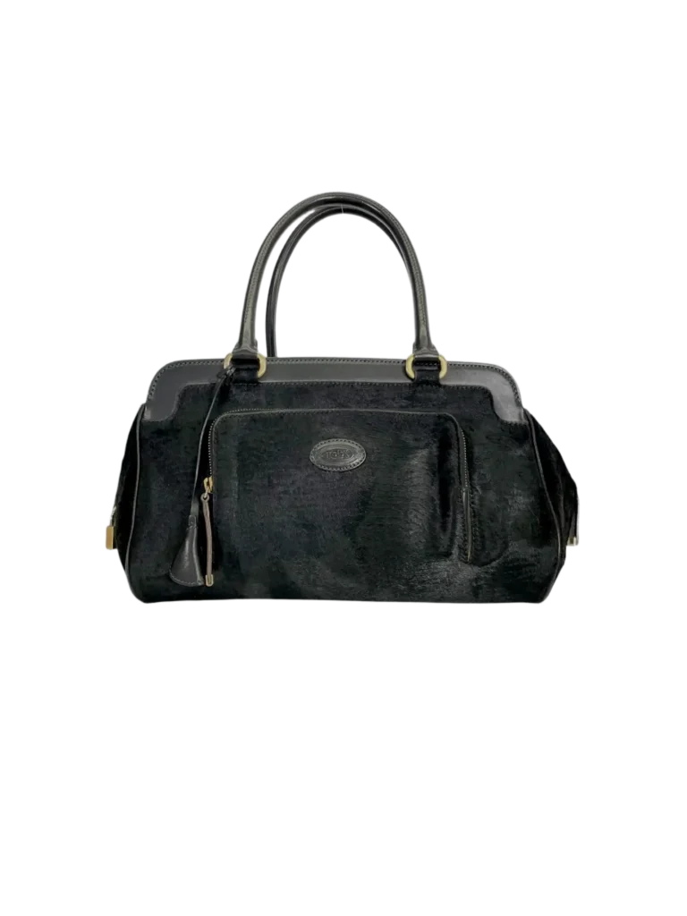 Borsa a spalla in pelle e cavallino.
