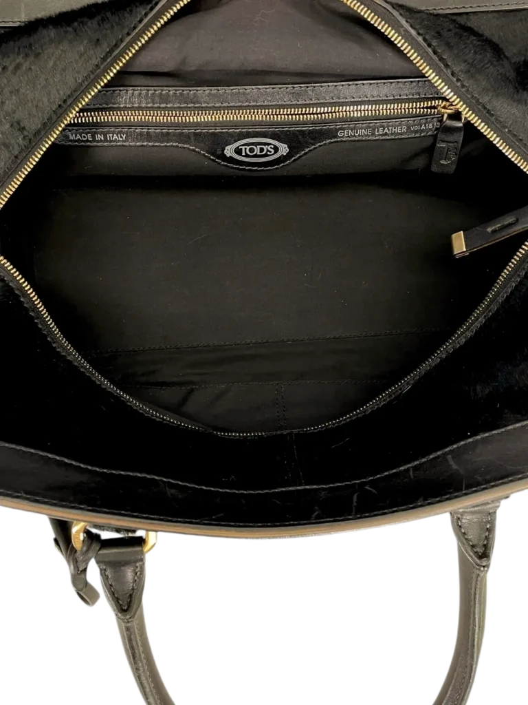 Leather and calf hair shoulder bag, photo 8 of 11