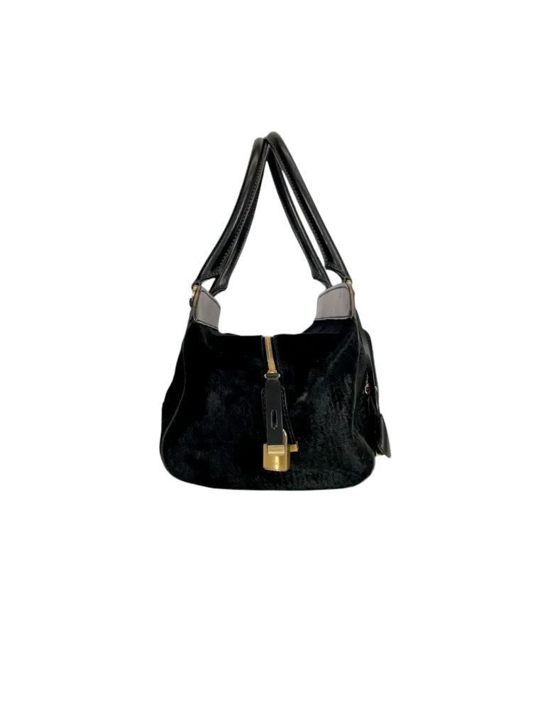 Leather and calf hair shoulder bag, photo 4 of 11