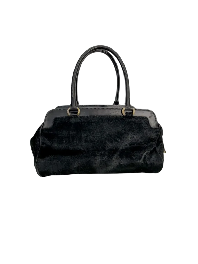 Leather and calf hair shoulder bag, photo 3 of 11