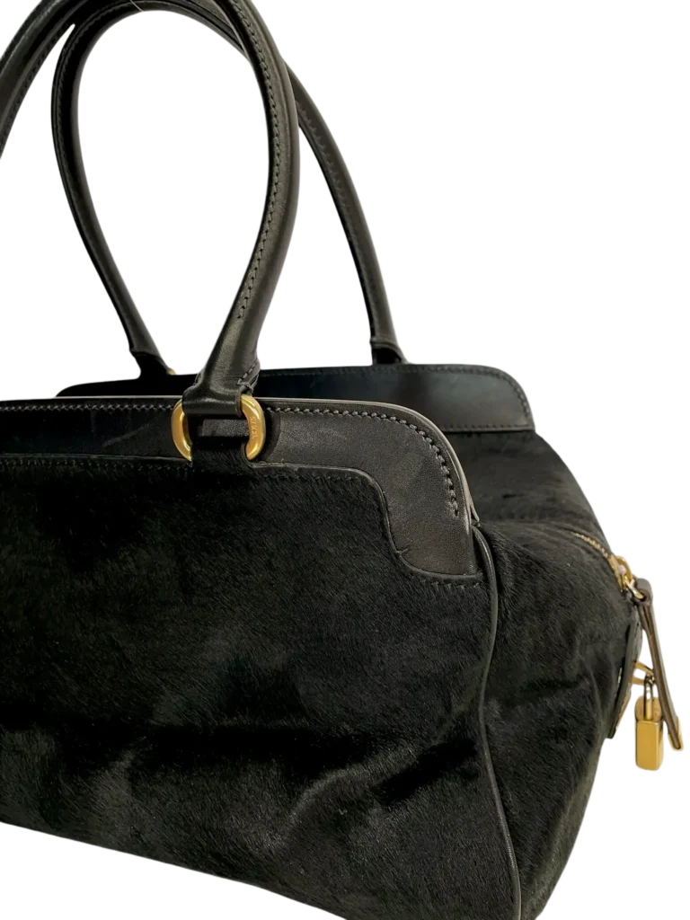 Leather and calf hair shoulder bag, photo 9 of 11