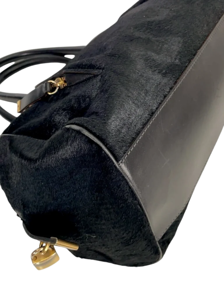 Leather and calf hair shoulder bag, photo 10 of 11