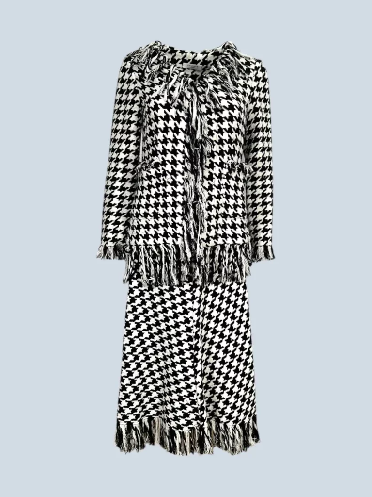 Blazer in cotone pied de poule con frange, S., foto 4 di 5