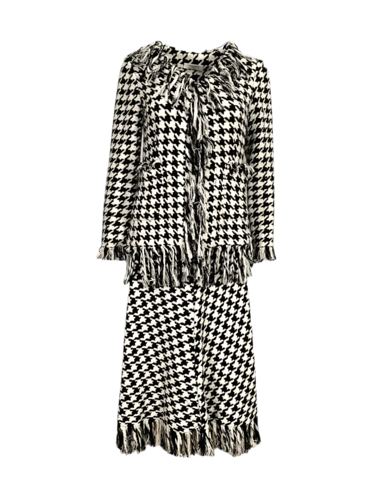 Houndstooth cotton midi skirt with fringes., photo 4 of 5