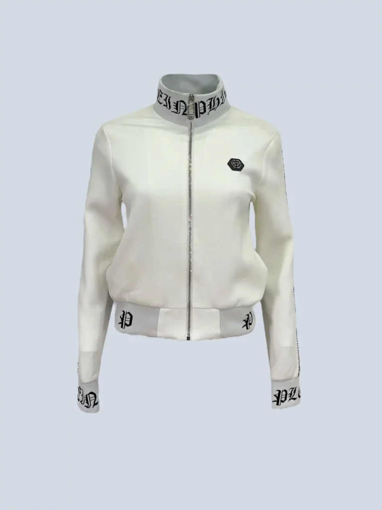 Felpa con zip Gothic Plein in triacetato e cristalli, S.